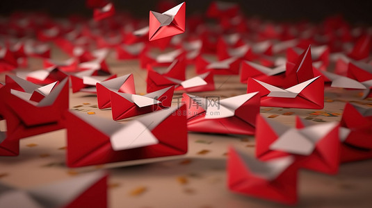 信纸背景图片_收件箱 3d 渲染中邮件信封传入消息的红色通知