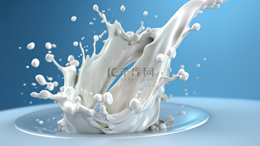 饮料酸奶背景图片_溅牛奶和酸奶的 3d 渲染
