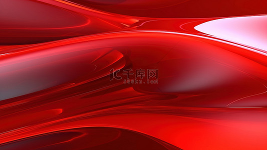 鼠标醒目背景图片_3D 渲染的玻璃波背景具有醒目的红色色调，非常适合演示和网站设计