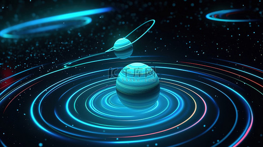 西柚色星空背景图片_具有 3D 效果的天王星在外层空间的插图