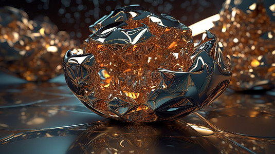 网格元素背景图片_具有有机扭曲 3d 渲染的抽象玻璃几何形状