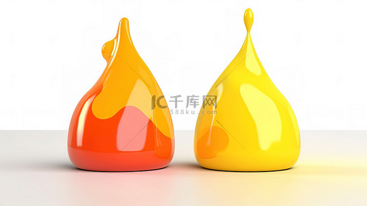 油果油背景图片_孤立的白色背景 3d 呈现黄色和橙色渐变液滴
