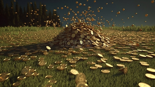 比特币的突然崩溃 3d 渲染的一堆 b 硬币翻滚到地球上