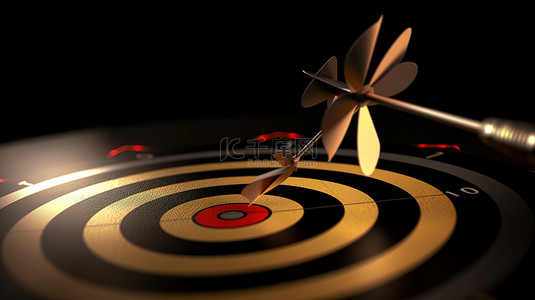 射箭背景图片_通过严格的方法奖杯和提高的生产力达到箭头击中目标的靶心 3D 插图
