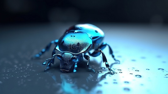卡通的瓢虫背景图片_令人惊叹的 3D 瓢虫，引人注目的蓝色双色调
