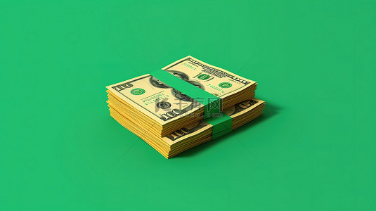 桉树卡通背景图片_绿色背景与一对现金简化 3D 渲染插图