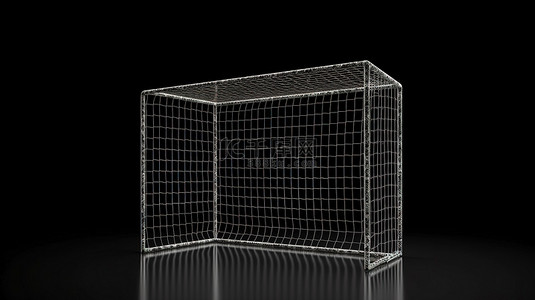 黑色背景上单独站立的足球门的 3D 渲染