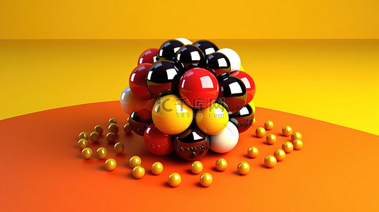 活力背景图片_躺在黄色 3D 渲染上的充满活力的球形物体