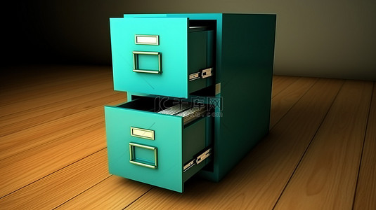 文件柜具有组织良好的文件夹 3D 渲染图形