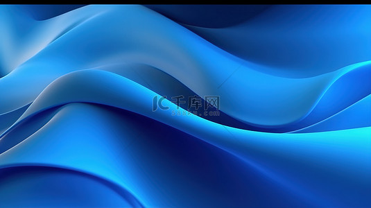 平面设计风格背景图片_抽象蓝色波浪背景的平面设计风格 3D 渲染