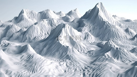 3d 渲染中具有白色雪山的地形地形