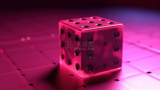 背景为粉红色衬里的 3d 骰子图标