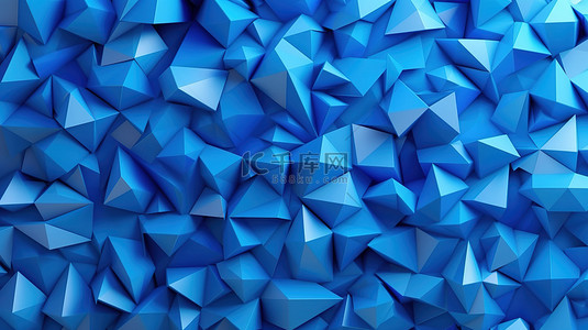 三角形蓝色几何马赛克背景的 3d 呈现器