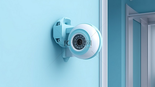 工控安全背景图片_3d 渲染壁挂式监控摄像头安装