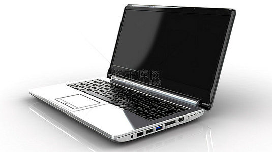 手机屏幕电商背景图片_白色隔离背景上笔记本电脑的 3d 渲染