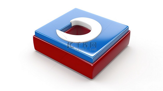 具有 3D 渲染功能的独立白色方形图标按钮，搭配蓝色和红色马蹄形磁铁
