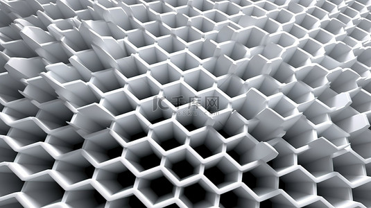 白色蜂窝网格结构的 3d 渲染背景纹理