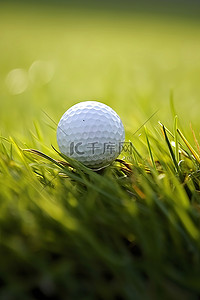 一个高尔夫球坐在草地发球台上