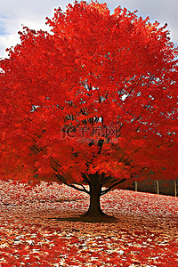 红色和黄色的叶树