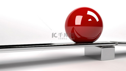 红色上箭头背景图片_和谐选择和平衡白色背景上带有箭头的 3D 渲染红色金属球