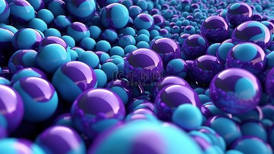 紫色球体背景图片_以充满活力的蓝色和紫色球体为背景的抽象 3D 插图