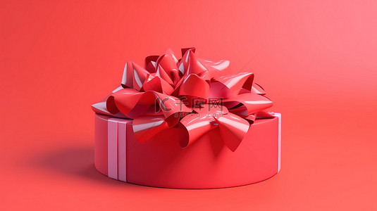 生日促销背景图片_充满活力的 3d 渲染逼真的红色礼盒，空白处带有彩色蝴蝶结，非常适合社交媒体横幅海报和促销活动
