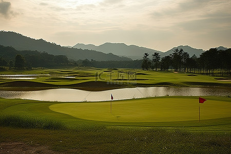 东南亚风背景图片_tranh xe lam 的 ubha tien 高尔夫球场 tranh xe lam