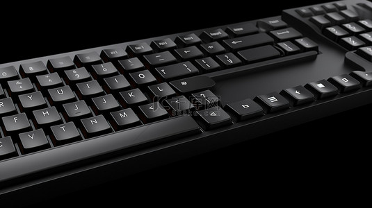 商业市场背景图片_电子商务键 3d 在商业和技术概念的背景下呈现时尚的黑色键盘