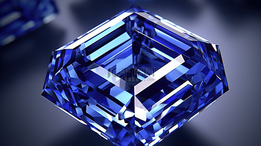 阿斯哈图石林背景图片_蓝色蓝宝石宝石的阿斯彻切割 3D 渲染