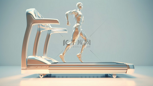跑步插画背景图片_在跑步机上跑步的 3d 渲染