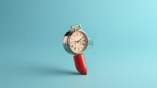 蓝色背景口红手表带有独特消息模板的 3D 插图