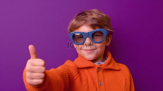 卡通ok背景图片_戴着 3D 电影眼镜的年轻人用手闪出“ok”的手势