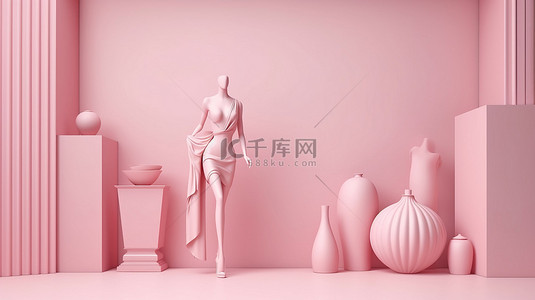 惊叹框背景图片_3D 粉色时尚模型是美容行业令人惊叹的模板