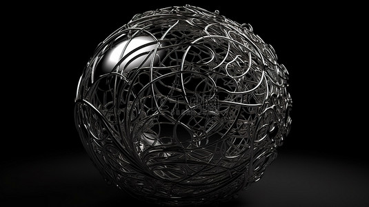 黑色背景 3d 渲染在抽象组合中展示球体