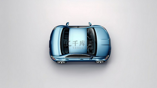 豪华蓝色 SUV 的顶视图 3D 渲染，非常适合建筑和景观规划