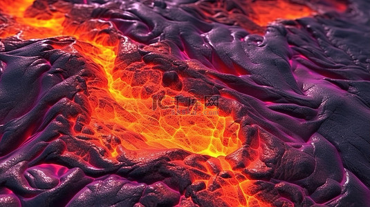 喷发的火山 3d 渲染熔岩纹理背景