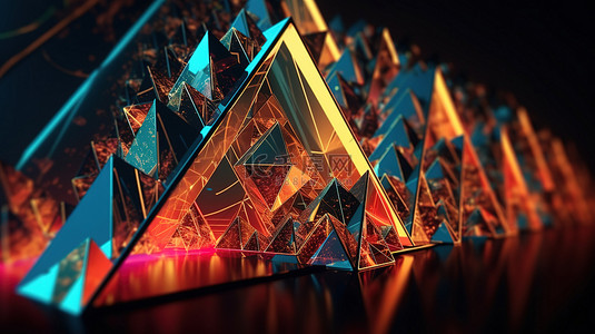 3D 渲染的现代壁纸具有抽象三角形的未来派外观
