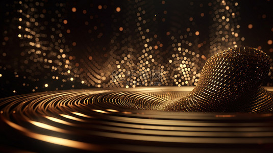 精致的抽象背景上的豪华动态风格金色圆点，用于 3D 奖项插图