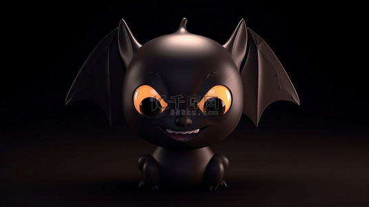 怪异的 3D 卡通表情蝙蝠，用于引人注目的图形设计渲染插图