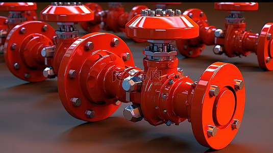 石油和天然气管道阀门的 3d 插图