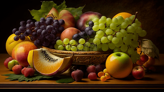 水果葡萄篮子背景