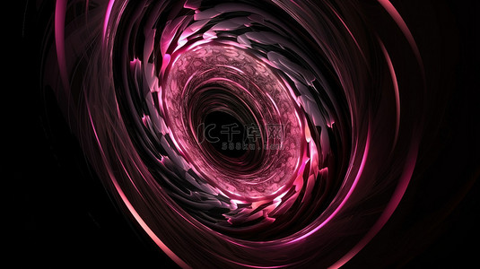 光环彩色背景图片_用彩色螺旋设计呈现的抽象黑色和粉红色 3d 圆形分形门户