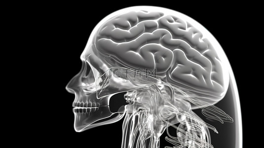 知性背景图片_通过 X 射线成像获得详细的大脑 3D 视图
