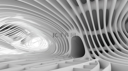 展背景简约背景图片_抽象参数化建筑的时尚 3D 渲染，具有简约的豪华设计和网格线背景