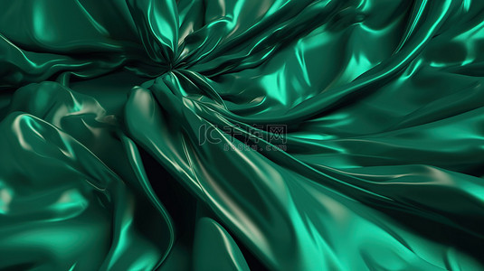 彩虹色全息箔和绿布 3d 渲染中的抽象时尚背景