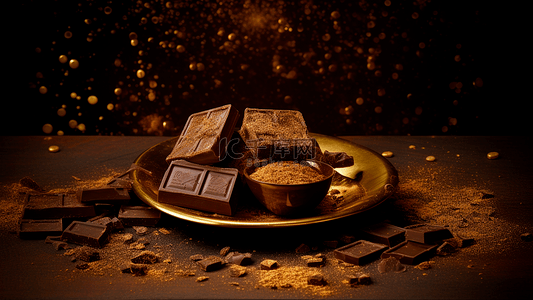 美味蛋糕零食背景图片_甜品巧克力金粉华丽背景