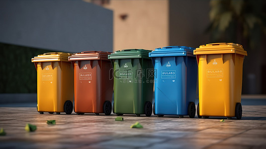 垃圾垃圾桶背景图片_3d 渲染的家庭垃圾桶