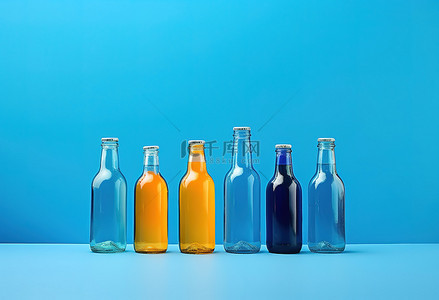 蓝色蓝色蓝色蓝色瓶子隔离在蓝色背景