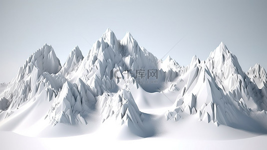 令人惊叹的 3D 渲染中的白色雪山