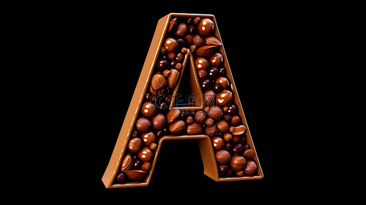 美味的巧克力豆形式字母糖果字母表的 3D 插图
